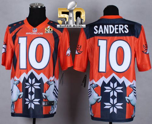 Nike Broncos #10 Emmanuel Sanders Orange Super Bowl 50 Men's Stitched NFL Elite Noble Fashion Jersey - Click Image to Close